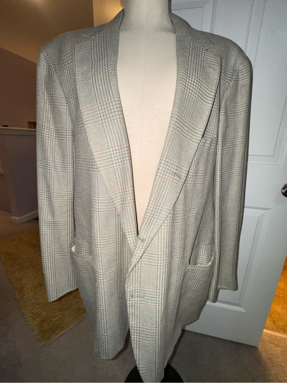 Brooks Brothers USA Wool Silk Glen Plaid Sport Coat Blazer 50R Vintage
